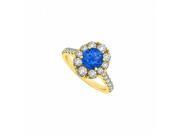 Fine Jewelry Vault UBUNR50582AGVYCZS 2 CT Round Sapphire CZ 18K Yellow Gold Vermeil Engagement Ring 6 Stones