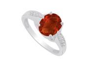 Fine Jewelry Vault UBNR83981W149X7CZGR Oval Shaped Garnet CZ White Gold Ring 8 Stones