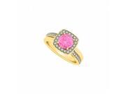 Fine Jewelry Vault UBUNR84335AGVYCZPS Pink Sapphire CZ Ring in 18K Yellow Gold Vermeil 32 Stones