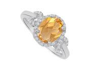 Fine Jewelry Vault UBNR83926W149X7CZCT Citrine CZ Oval Ring in 14K White Gold 36 Stones