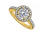 Fine Jewelry Vault UBNR50530AGVYCZ April Birthstone CZ 18K Yellow Gold Vermeil Halo Engagement Ring 1.50 CT TGW