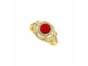 Fine Jewelry Vault UBUNR84672AGVYCZR Ruby CZ Filigree Ring in 18K Yellow Gold Vermeil 30 Stones