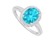 Fine Jewelry Vault UBUNR83790AG9X7CZBT Blue Topaz CZ Engagement Ring in Sterling Silver 9 Stones