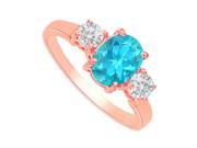 Fine Jewelry Vault UBUNR82148P149X7CZBT Blue Topaz CZ Three Stones Ring in 14K Rose Gold 9 Stones