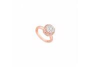 Fine Jewelry Vault UBJ8901P14CZ April Birthstone CZ Halo Engagement Rings in 14K Rose Gold 1 CT TGW