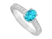 Fine Jewelry Vault UBUNR82898AG9X7CZBT Blue Topaz CZ Engagement Ring in 925 Sterling Silver 4 Stones