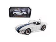 Shelby Collectibles SC115 1965 Shelby Cobra 427 S C White with Blue Stripes 1 18 Diecast Model Car