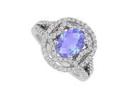 Fine Jewelry Vault UBUNR83577AG9X7CZTZ Oval Tanzanite CZ Designer Engagement Ring For Her 16 Stones