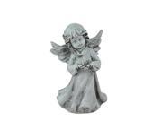 NorthLight 6.5 in. Heavenly Gardens Distressed Gray Cherub Girl with Hydrangea Angel Outdoor Patio Garden Statue