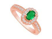 Fine Jewelry Vault UBUNR82906P148X6CZE Emerald CZ Halo Engagement Ring in 14K Rose Gold 10 Stones