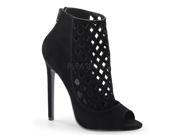 Pleaser SEXY50_BVEL 5 Open Toe Cage Bootie Sandal with Back Zip Black Size 5