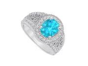 Fine Jewelry Vault UBUNR83069AG9X7CZBT Blue Topaz CZ Filigree Engagement Ring 2 CT TGW 48 Stones