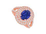Fine Jewelry Vault UBUNR83750P149X7CZS Sapphire CZ Split Shank Ring in 14K Rose Gold 98 Stones