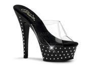 Pleaser STDUS601_C_B 7 Rhinestone Studded Platform Slide Shoe Black Clear Size 7