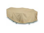 Two Dogs Designs 144 in. Oval Rectangle Table Set Cover Khaki