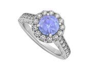 Fine Jewelry Vault UBUNR50656AGCZTZ Tanzanite CZ Halo Engagement Ring in Sterling Silver 1.50 CT TGW 28 Stones