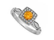 Fine Jewelry Vault UBNR84679AGCZCT Citrine CZ Ring in 925 Sterling Silver 16 Stones
