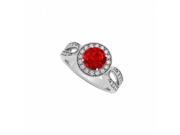 Fine Jewelry Vault UBUNR83524AGCZR Ruby CZ Engagement Ring in 925 Sterling Silver 32 Stones
