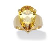 PalmBeach Jewelry 528966 15.47 Carat Yellow Pear Cut Cubic Zirconia Ring 14k Gold Plated Size 6