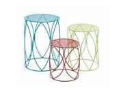 Benzara 28916 The Colorful Set Of 3 Metal Plant Stand