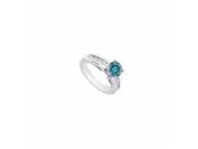 Fine Jewelry Vault UBJS238AW14QD Blue White Diamond Engagement Ring in 14K White Gold 0.80 CT