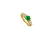 Fine Jewelry Vault UBUNR50501AGVYCZE Beautifully Crafted Emerald CZ Ring 1.50 CT TGW 2 Stones