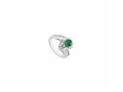 Fine Jewelry Vault UBUK1020W10CZE Simulated Green Emerald Pear Shape Ring With CZ in 10K White Gold 1.75 CT 9 Stones