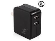 iXCC UL Certified 17W 3.4A Dual Port Wall Charger with Foldable Prongs for iPhone iPad Galaxy and Many Other Devices