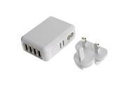 USB Travel Charger with 4 USB Ports White