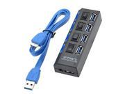 High Speed 5Gbps USB 3.0 4 Ports Hub Individual Switches Indicator