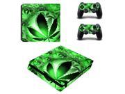 Green Leaf PS4 Slim Skin Sticker Decal For Sony PS4 PlayStation 4 Slim Console and 2 Controllers Stickers