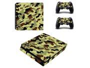 Green camouflage Vinyl Decal PS4 Slim Skin Stickers Wrap for Sony PlayStation 4 Slim Console and 2 Controllers Decorative Skins