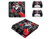 DC Harley Quinn PS4 Slim Skin Sticker Decal For Sony PS4 PlayStation 4 Slim Console and 2 Controllers Stickers