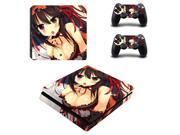 Anime Cute Girl PS4 Slim Skin Sticker Decal For Sony PS4 PlayStation 4 Slim Console and 2 Controllers Stickers