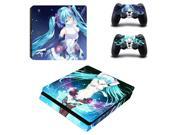 Hatsune Miku Desgin Sticker Cover for PS4 Slim Skin For Playstation 4 Slim Console 2Pcs Vinyl Decal For PS4 Silm Controller