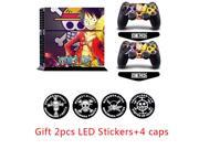 ONE PIECE For PS4 Playstation 4 Console Vinyl Anti slip Skin Portective Sticker Decal 2 Cases Film LED Skin 4 ONE PIECES Caps