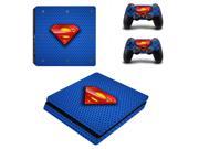 DC Superman Symbol Logo PS4 Slim Skin Sticker Decal For Sony PS4 PlayStation 4 Slim Console and 2 Controllers Stickers