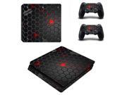 Removable Black Grid Vinyl Decal PS4 Slim Skin Stickers Cover Protector for Sony PlayStation 4 Slim Console and 2 Controllers