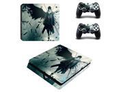 Anime Naruto Uchiha Sasuke PS4 Slim Skin Sticker Decal For Sony PS4 PlayStation 4 Slim Console and 2 Controllers Stickers