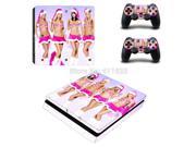 lovely girls vinyl skin sticker for PS4 slim console and two controller skins