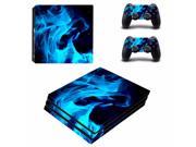 Blue Fire Design Vinyl Decal PS4 Pro Skin Stickers for Sony PlayStation 4 Pro Console and 2 Controllers Decorative Skins