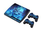 Arrival Blue Skull Vinyl Decal Skin Sticker for PlayStation 3 PS3 Slim Console with 2 Pcs For PS3 Controllers Covers