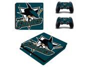 NHL San Jose Sharks PS4 Slim Skin Sticker Decal Vinyl For Sony PS4 PlayStation 4 Slim Console and 2 Controllers Stickers