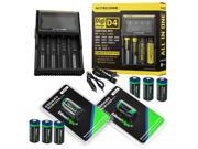 Batteries Charger Bundle 8 X Genuine EdisonBright EBR65 16340 RCR123A rechargeable Li ion protected batteries with Genuine Nitecore D4 Four Channel Smart b