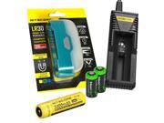 Bundle Nitecore LR30 205 Lumen camping light Green body with Nitecore NL189 3400mAh rechargeable 18650 Battery i1 charger and 2 X EdisonBright CR123A Lithiu