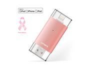 iPhone Flash Drive Adapter Omars External Storage Memory Expansion USB 3.0 Stick OTG Lightning Connector For iPhone iPad iPod Touch ID Encryption 32GB Rose Go