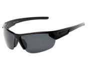 Sunglass Warehouse Shanghai 7060 Glossy Black Frame with Smoke Lenses Unisex Sport Wrap Around Sunglasses