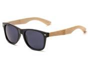 Sunglass Warehouse Treeline 1421 Matte Black Bamboo Frame with Smoke Lenses Unisex Retro Square Sunglasses