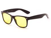 Sunglass Warehouse Horizon 2274 Black Frame with Yellow Lenses Unisex Retro Square Sunglasses