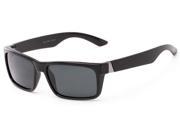 Sunglass Warehouse Wayne 1746 Glossy Black Frame with Grey Lenses Mens Square Sunglasses